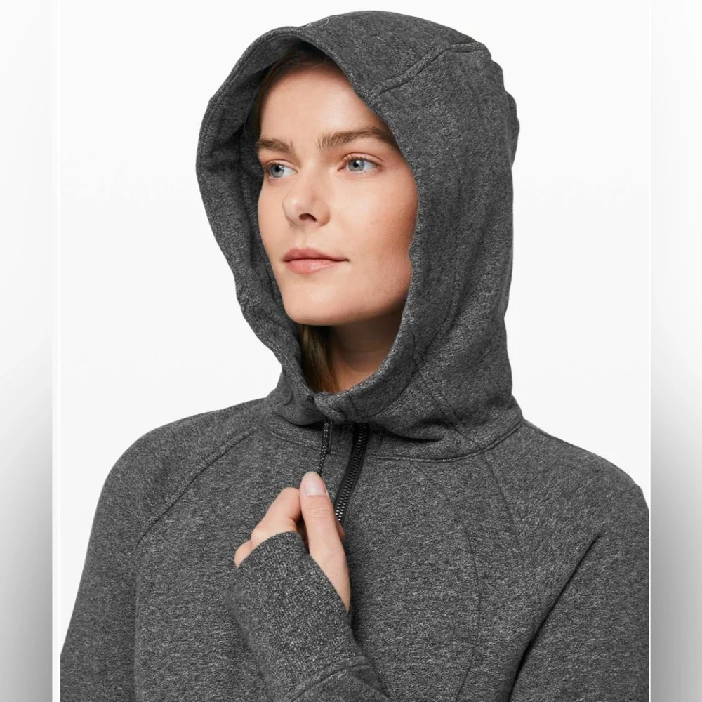 Lululemon Scuba Hoodie Light Cotton Fleece Heathered Speckled Black 6 - W4AWNS